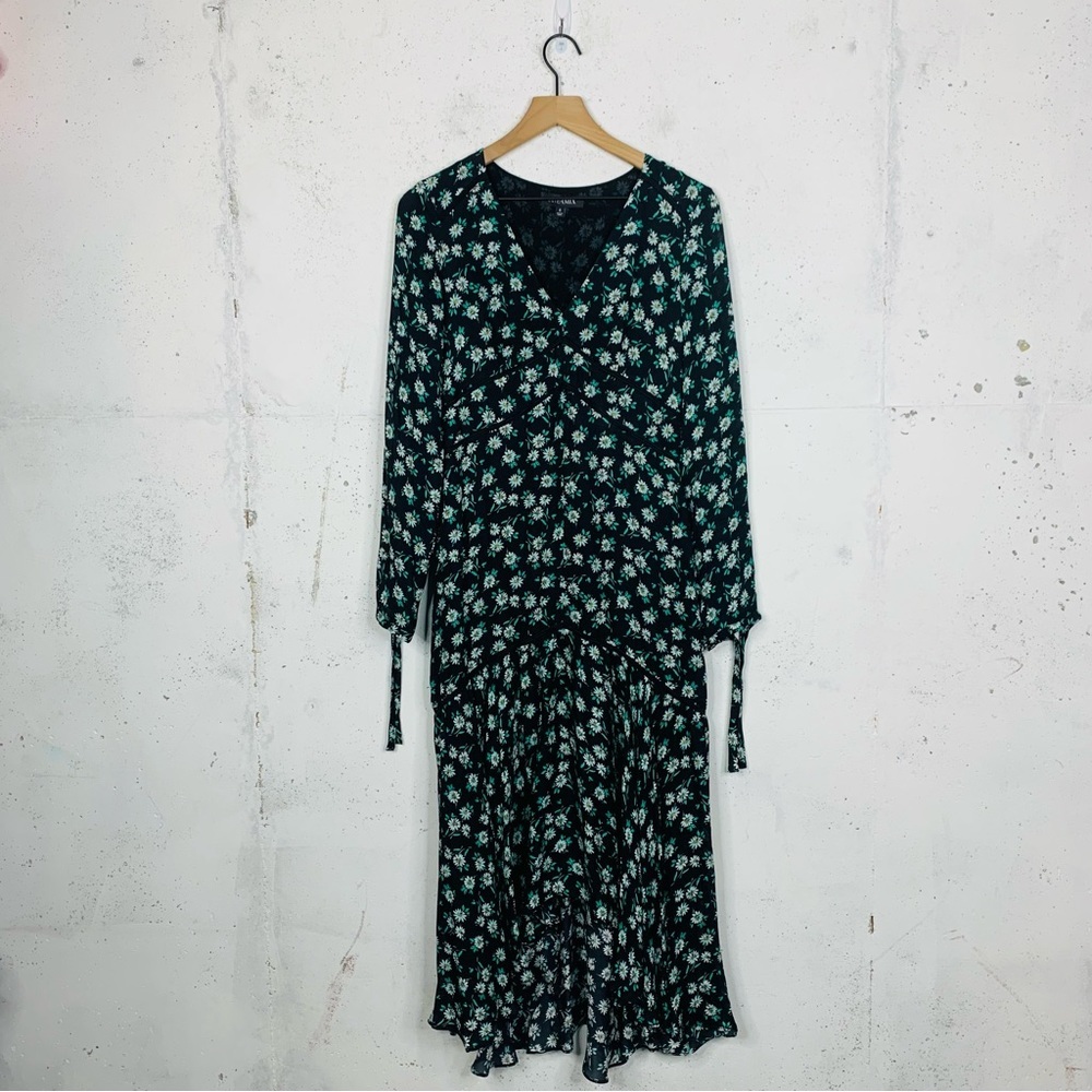 Intermix Long Midi Silk Deep VNeck Floral Dress Size 6